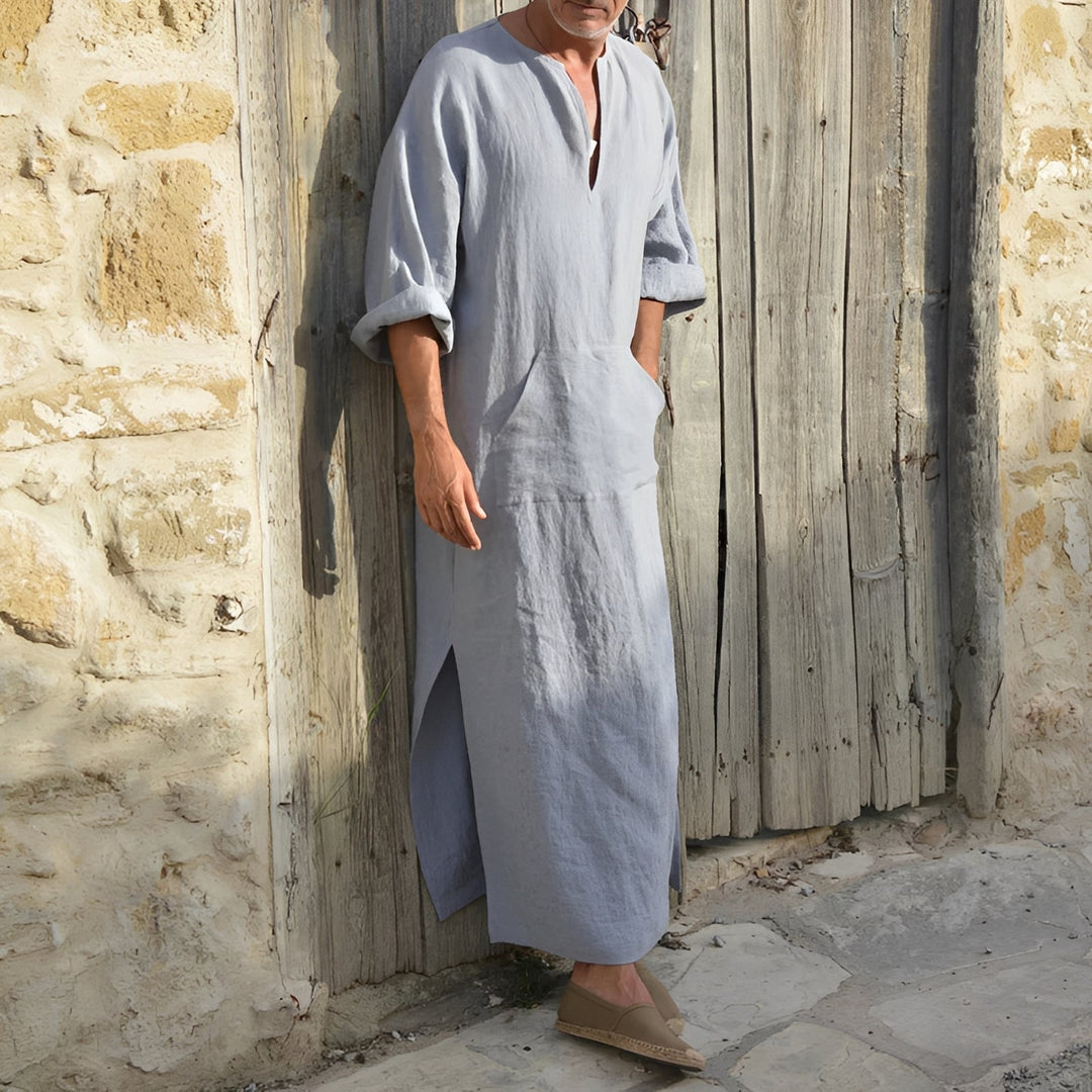 Josiah - Schlichtes langes Hemdkleid mit Schlitz für Herren
