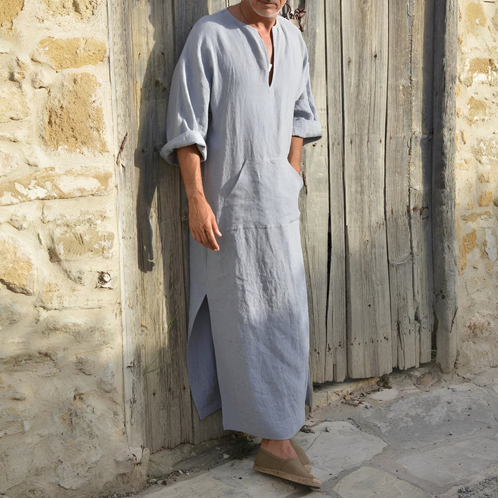 Josiah - Schlichtes langes Hemdkleid mit Schlitz für Herren