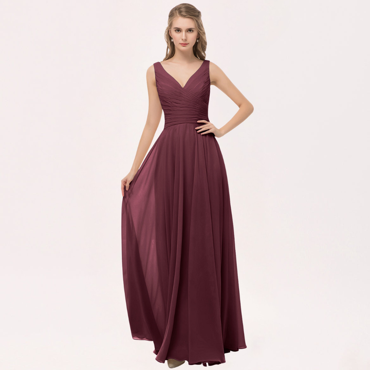 Damen Chiffon Maxikleid mit Schleife