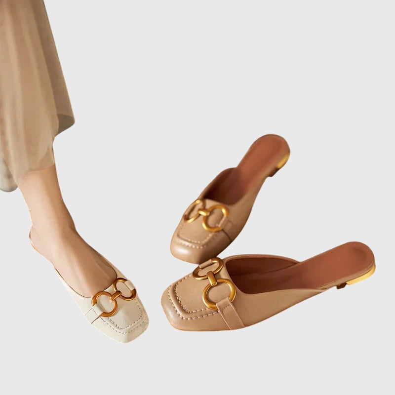 Pauline | Damen Slip-On Sandalen mit Schnallendesign