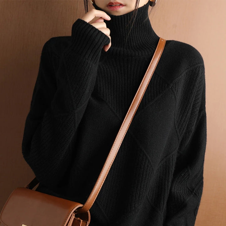 Natalie | Gemütlicher Zopfmuster Rollkragenpullover