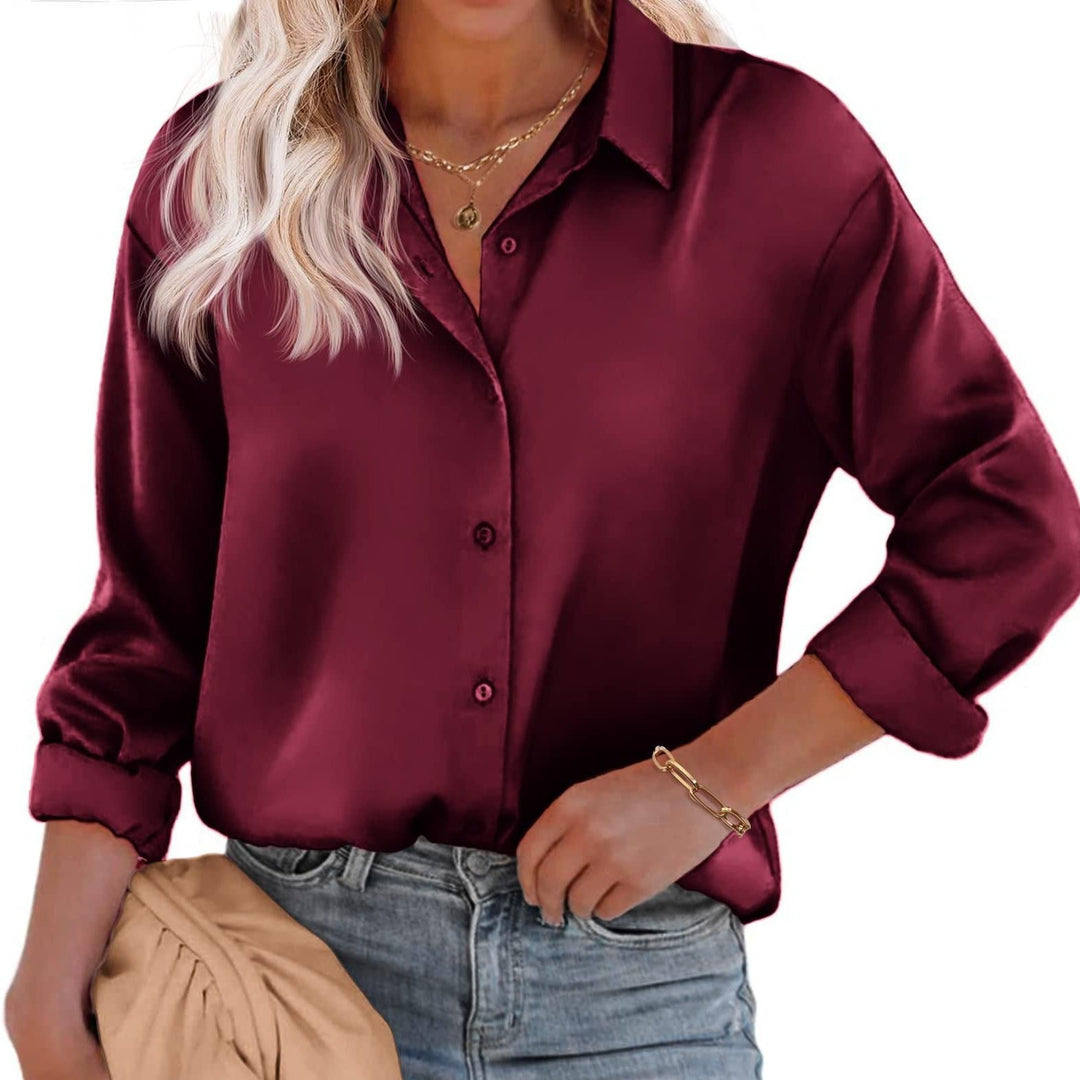 Satinbluse für Damen mit Knopfverschluss