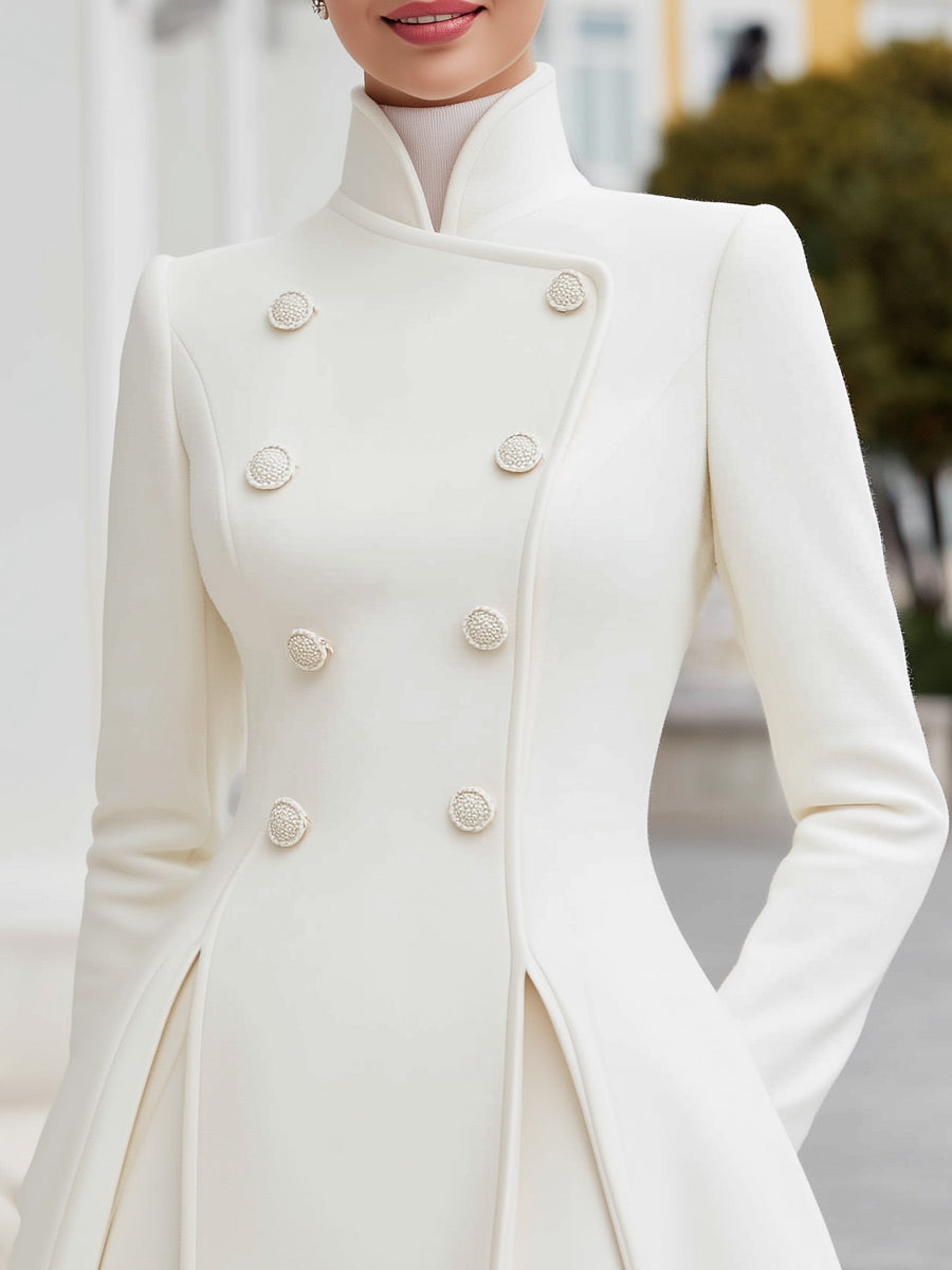 Doppelreihiges A-Linien-Mantelkleid für Damen | Wollmischung