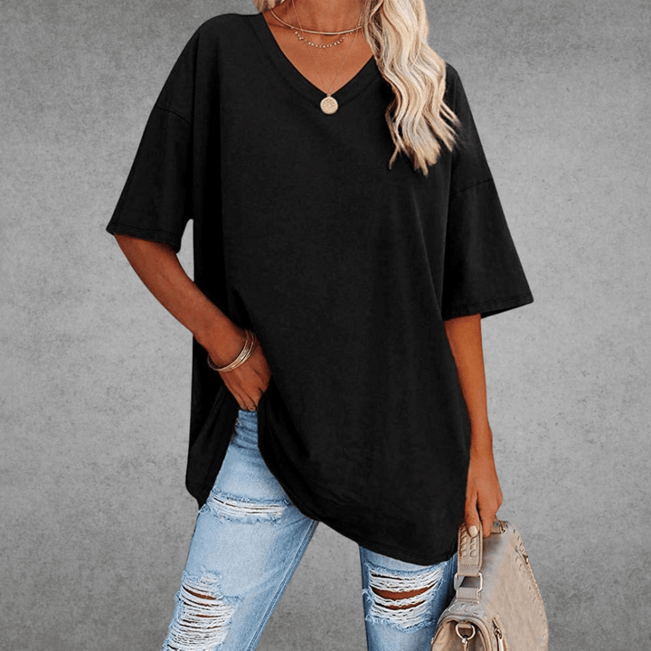 Damen V-Ausschnitt T-Shirt kurzarm