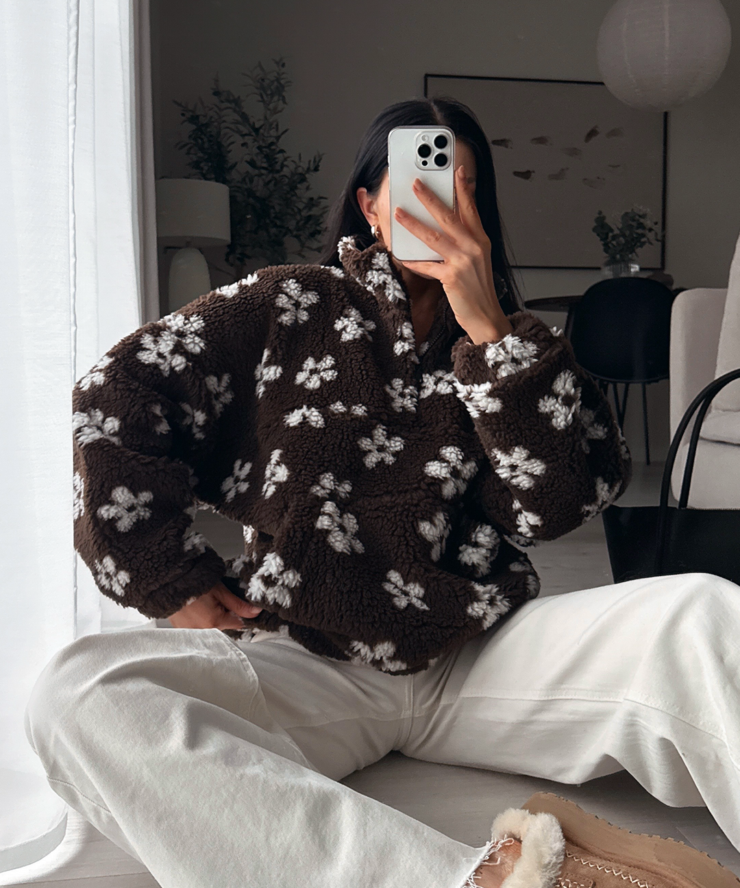Teddyfell Zip Pullover Nila Braun