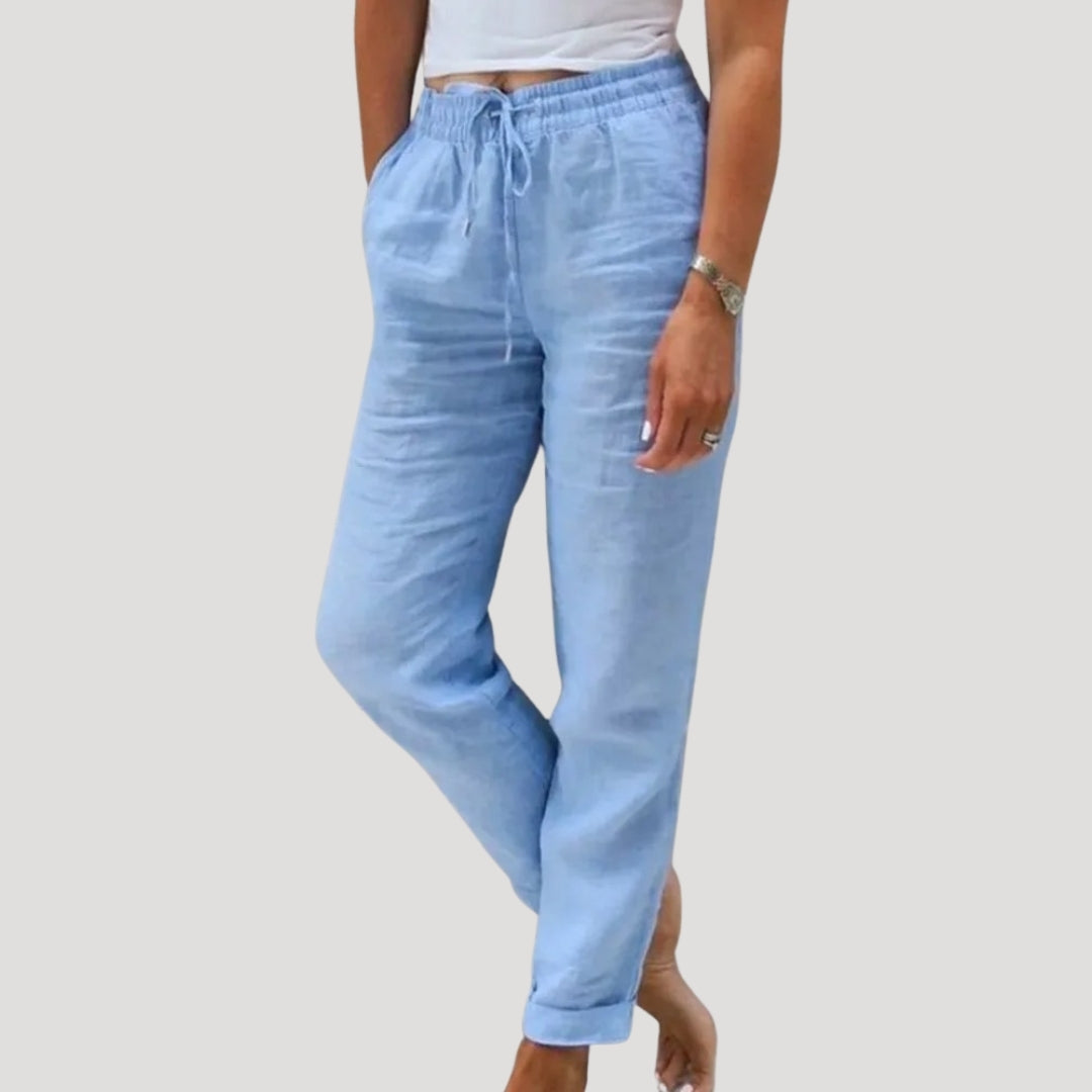 Damen-Leinenhose mit Kordelzug