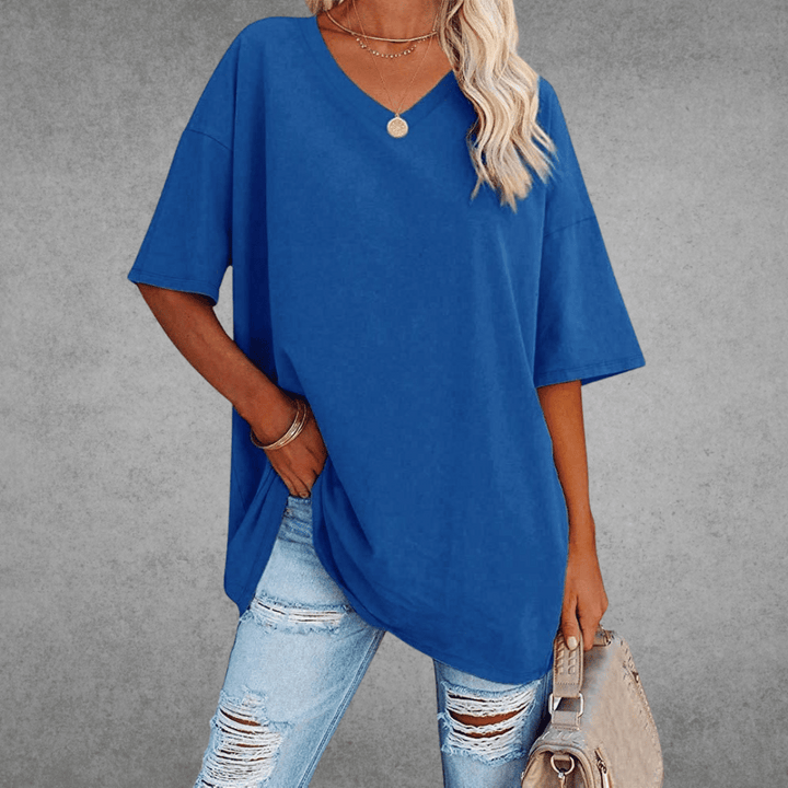 Damen V-Ausschnitt T-Shirt kurzarm