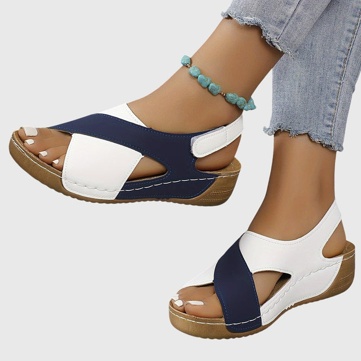 Christoph | Damen Freizeit-Sandalen in zweifarbigem Design mit offenem Zehenbereich