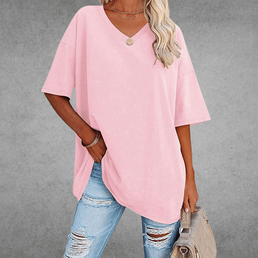 Damen V-Ausschnitt T-Shirt kurzarm
