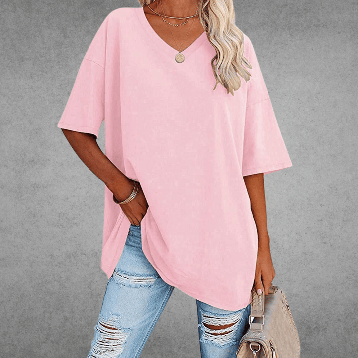 Damen V-Ausschnitt T-Shirt kurzarm