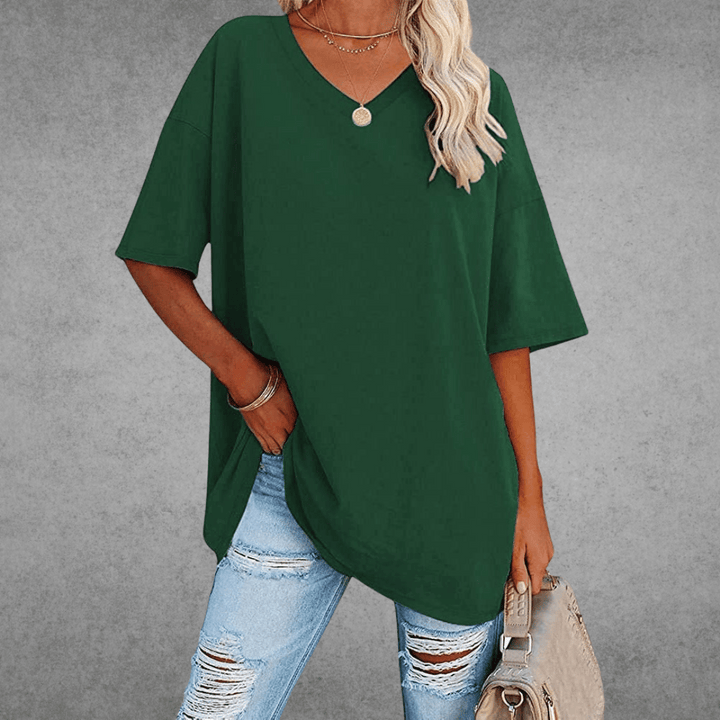 Damen V-Ausschnitt T-Shirt kurzarm