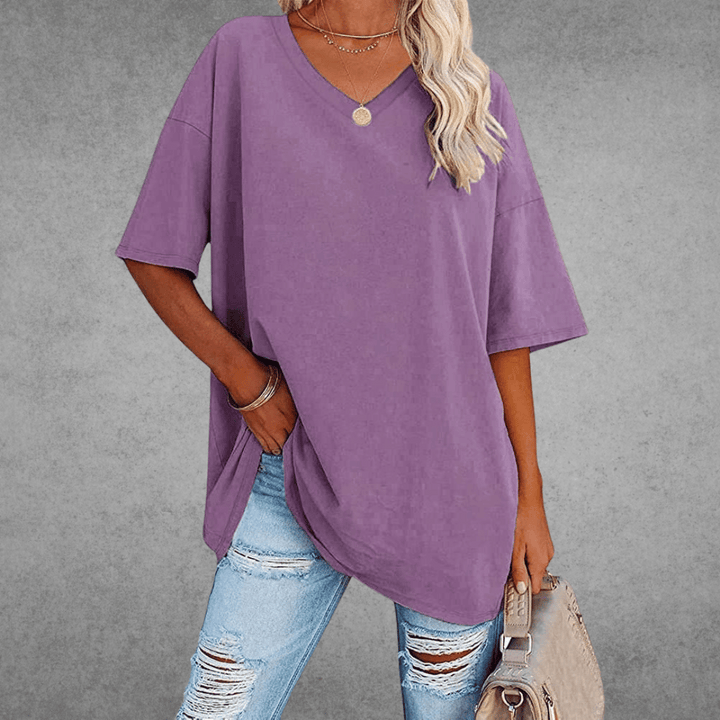 Damen V-Ausschnitt T-Shirt kurzarm