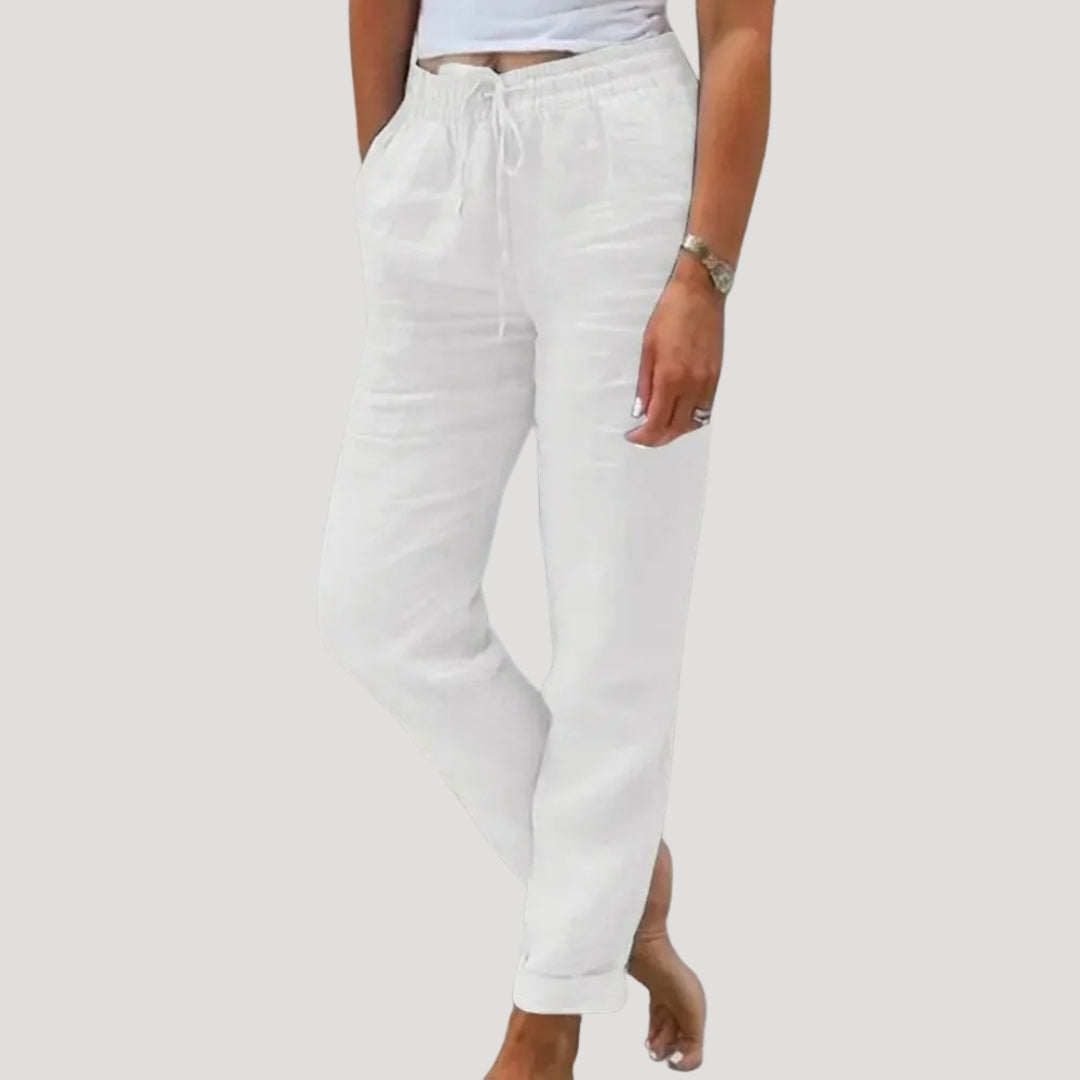 Damen-Leinenhose mit Kordelzug