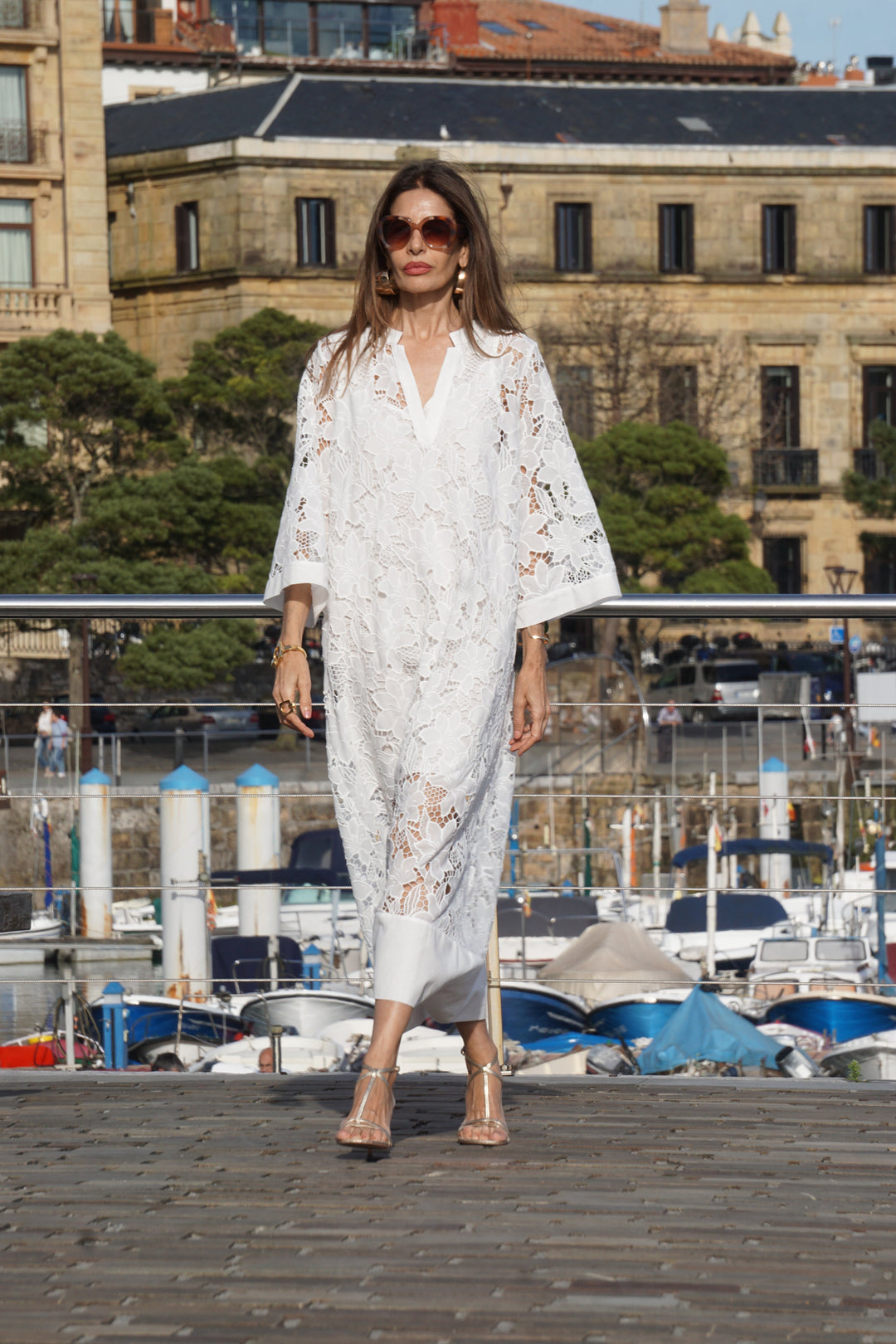 Spitzenkleid für Damen aus ägyptischer Baumwolle, weiß