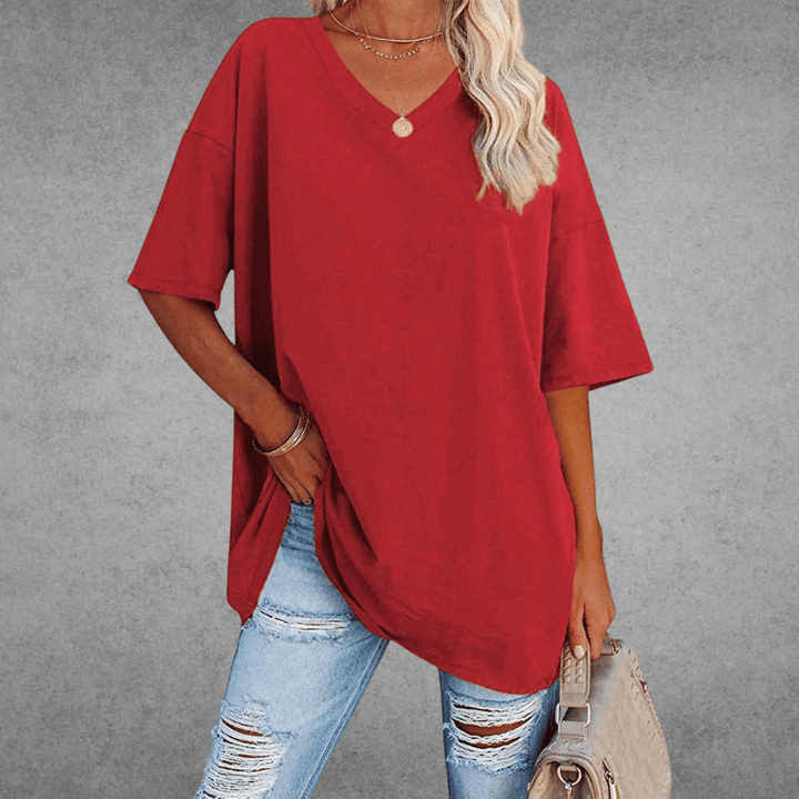 Damen V-Ausschnitt T-Shirt kurzarm