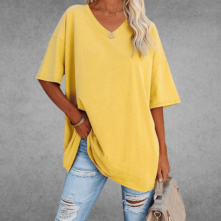 Damen V-Ausschnitt T-Shirt kurzarm