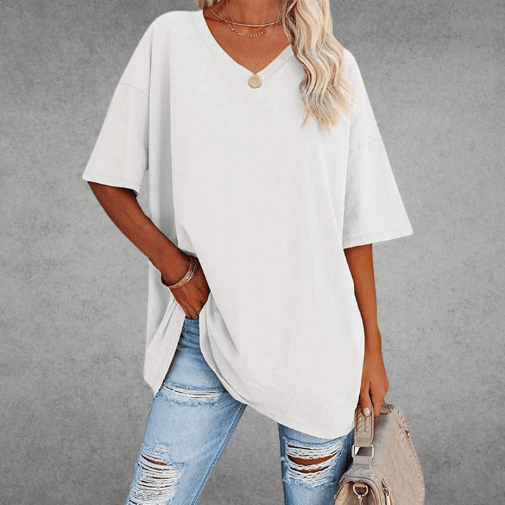 Damen V-Ausschnitt T-Shirt kurzarm