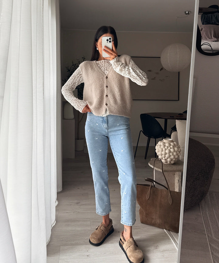 Stretch Mom Jeans Malou Herzen Hellblau