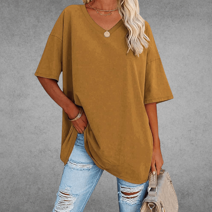 Damen V-Ausschnitt T-Shirt kurzarm