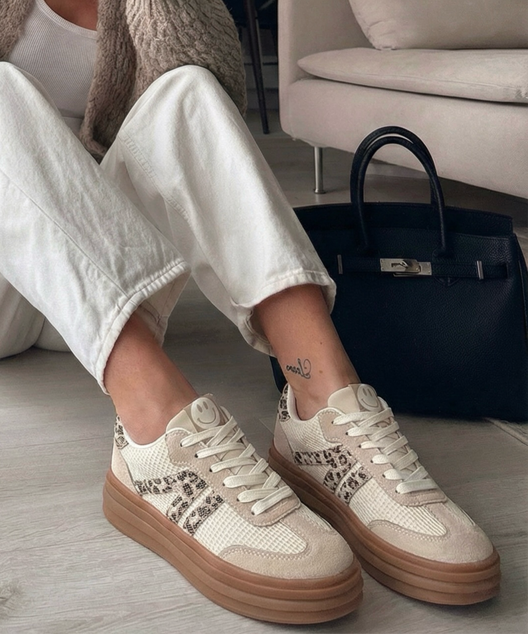 Sneaker Smiley Leo Beige Ladypolitan ♡