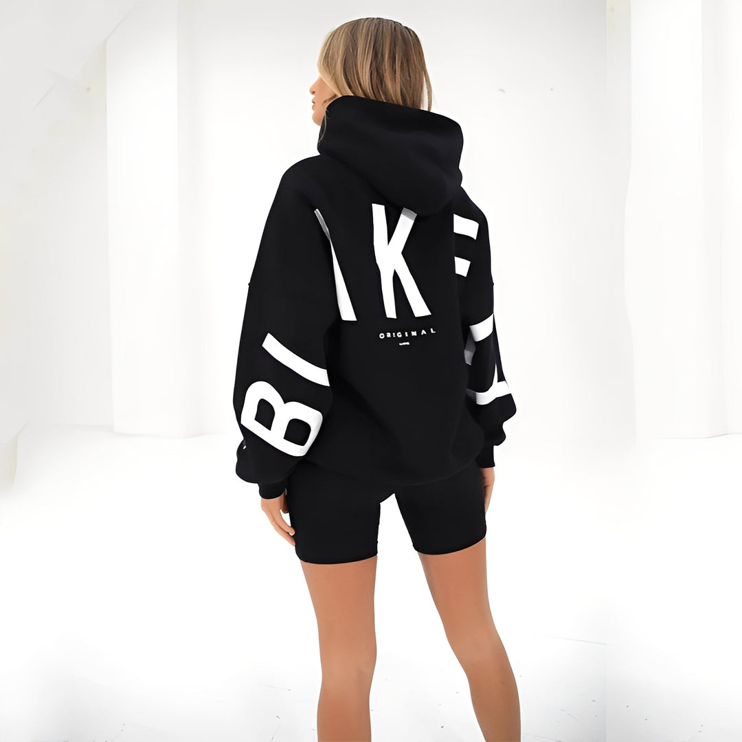 Angeline - Trendiger, dicker Damenkapuzenpullover mit Print