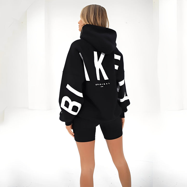 Angeline - Trendiger, dicker Damenkapuzenpullover mit Print