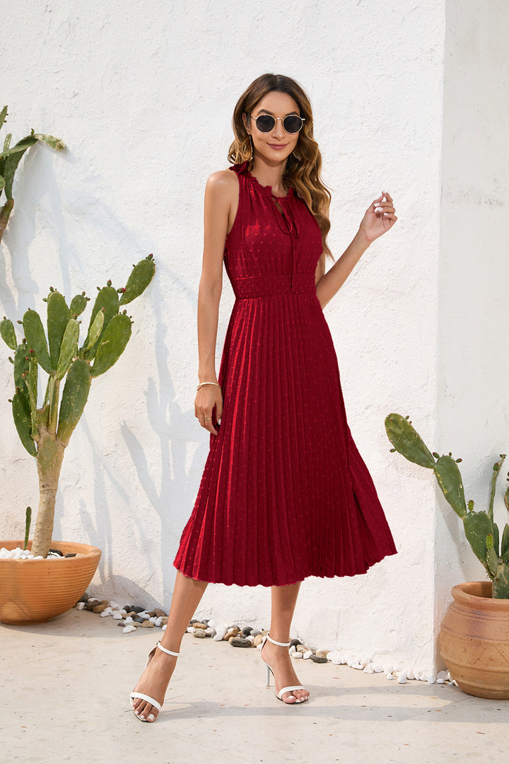 Roxanne - Ärmelloses Plisseekleid mit Neckholder-Ausschnitt für Damen