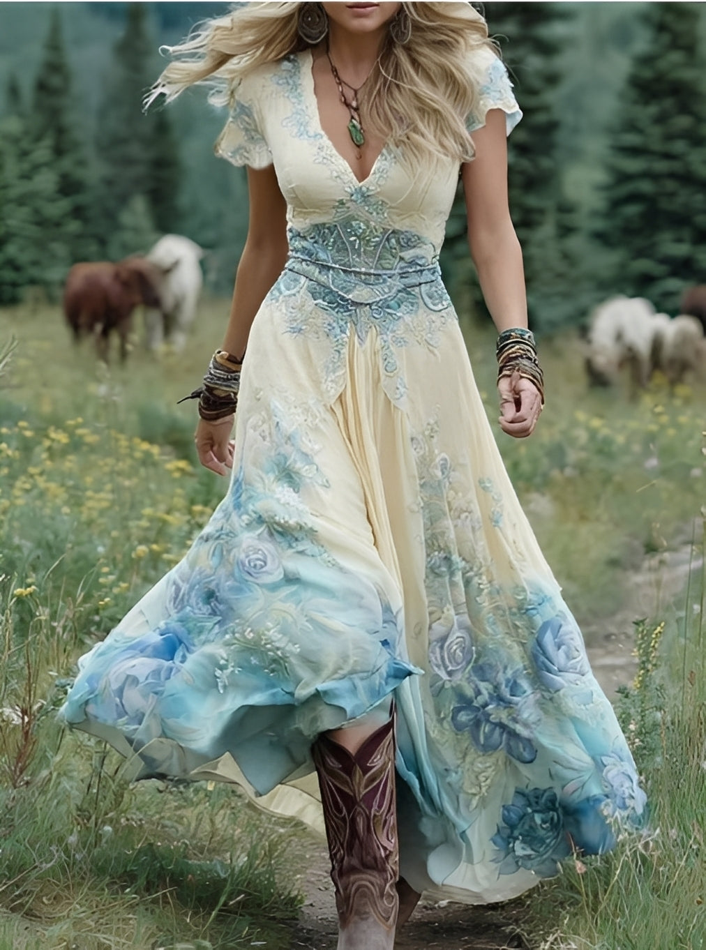 Erica - Stilvolles Maxikleid für Damen mit Blumendesign