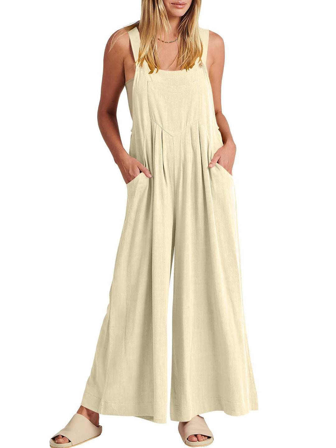Jumpsuit Damen mit weitem Bein und Taschen