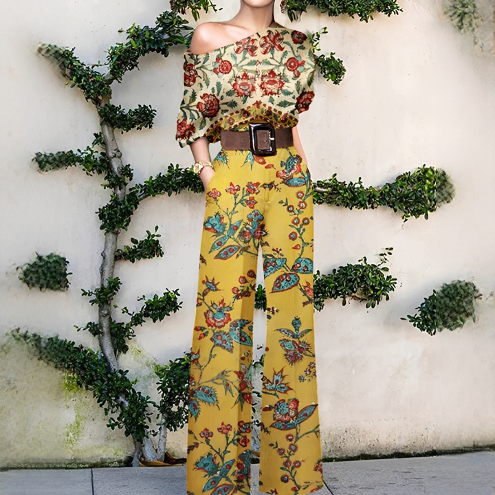 Chandrine - Asymmetrischer Damenoverall mit weiten Beinen