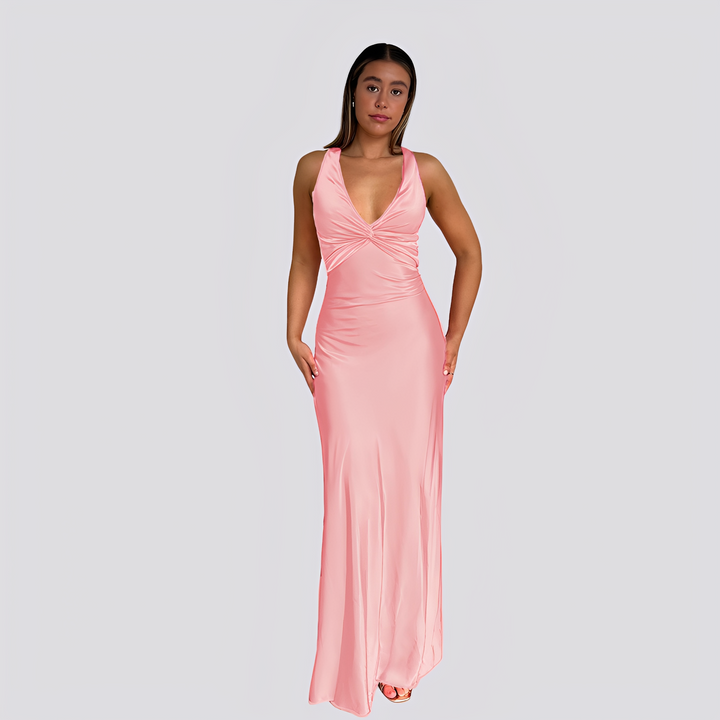 Caroline - Elegantes Maxikleid mit V-Ausschnitt für Damen