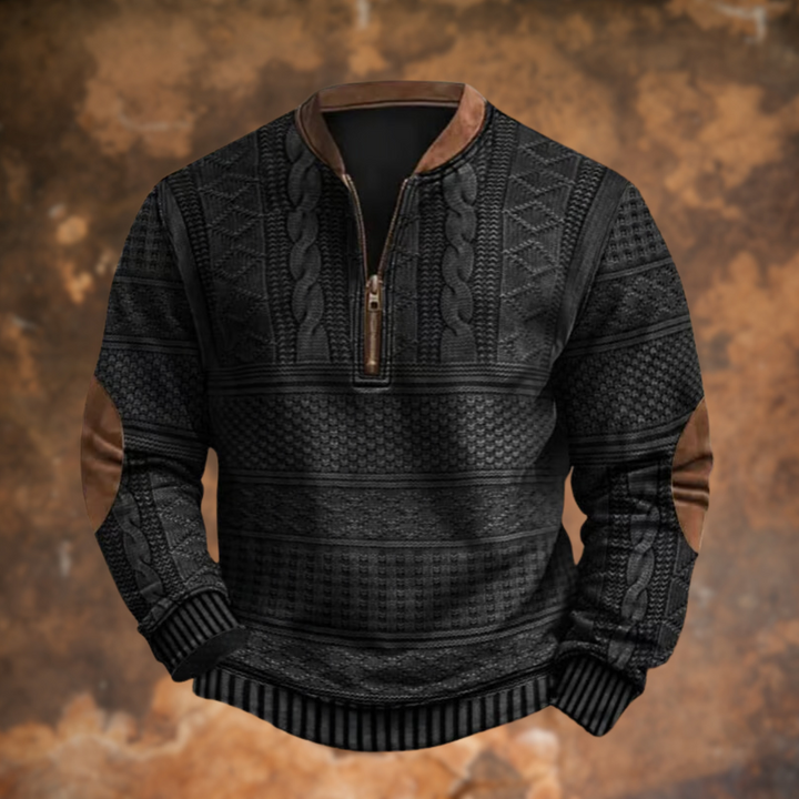 Pullover Mit Reißverschluss | Strukturiertes Musterdesign