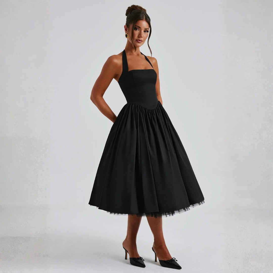 Nicole | Damen Hochzeitsgast Neckholder Midikleid