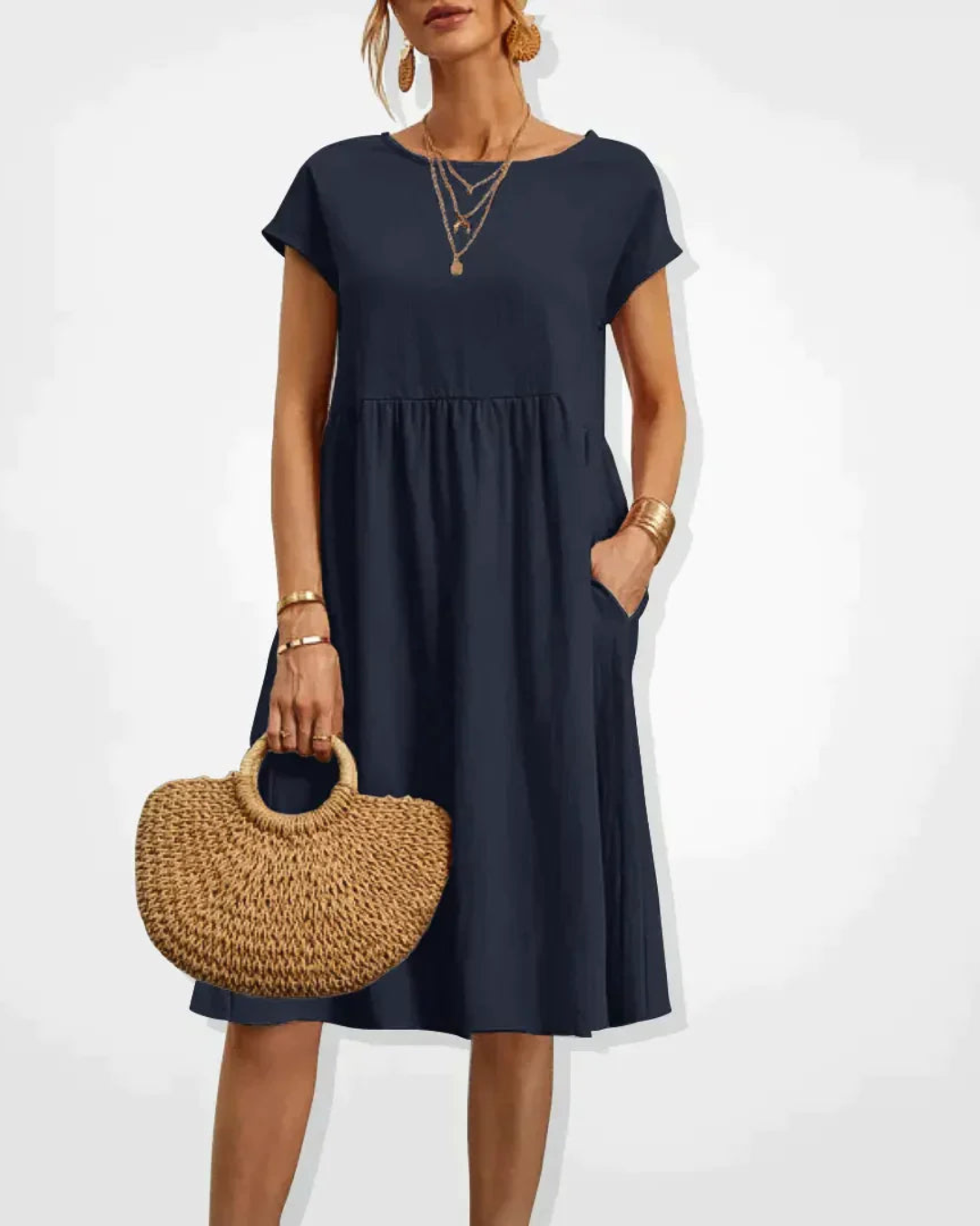Damen Sommer Italienisches Midi Kleid
