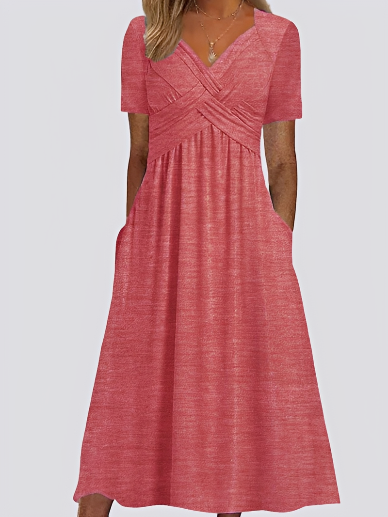 Salma - Lässiges Midikleid mit kurzen Ärmeln für Damen
