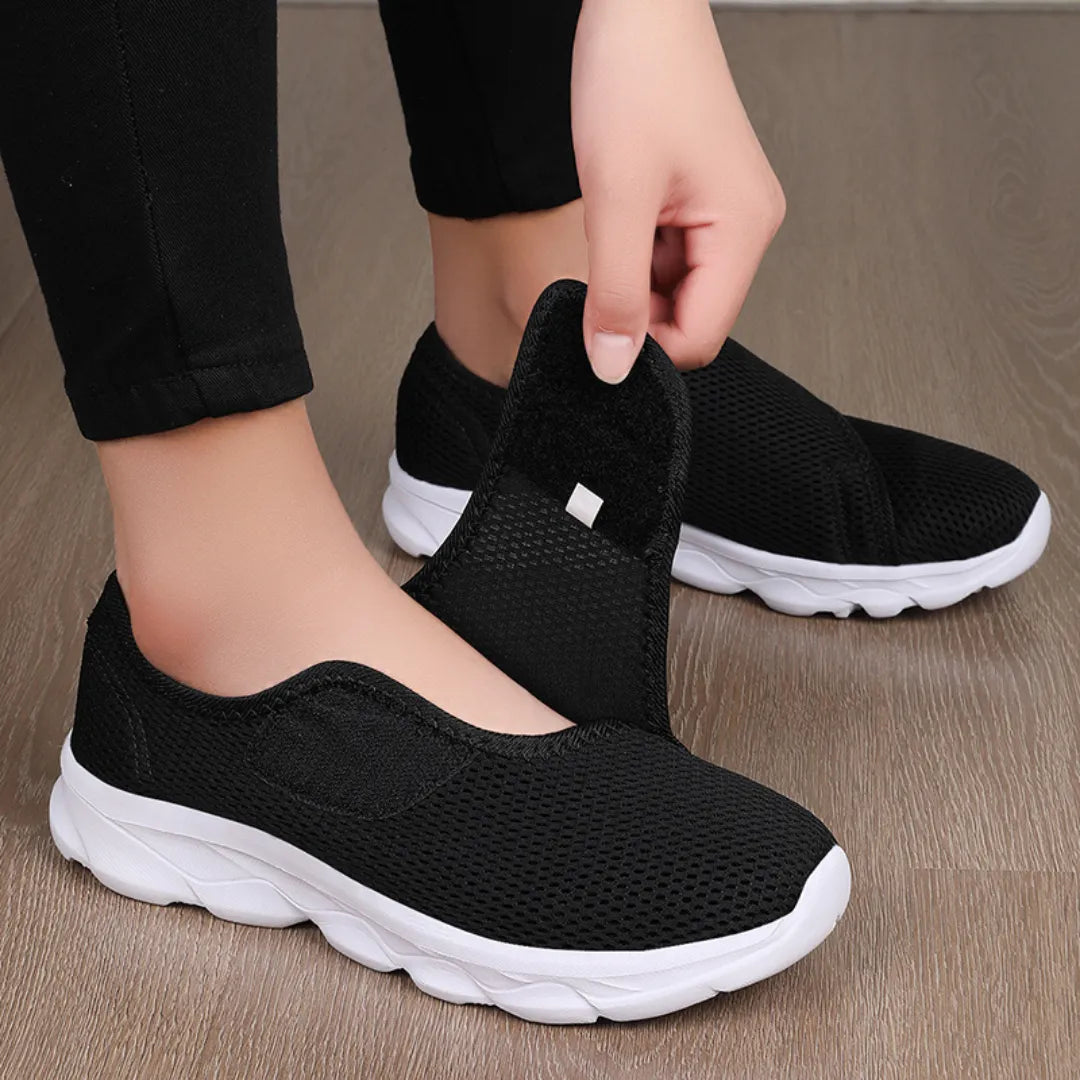 Damenschuhe für Diabetiker, breite Passform, Klettverschluss