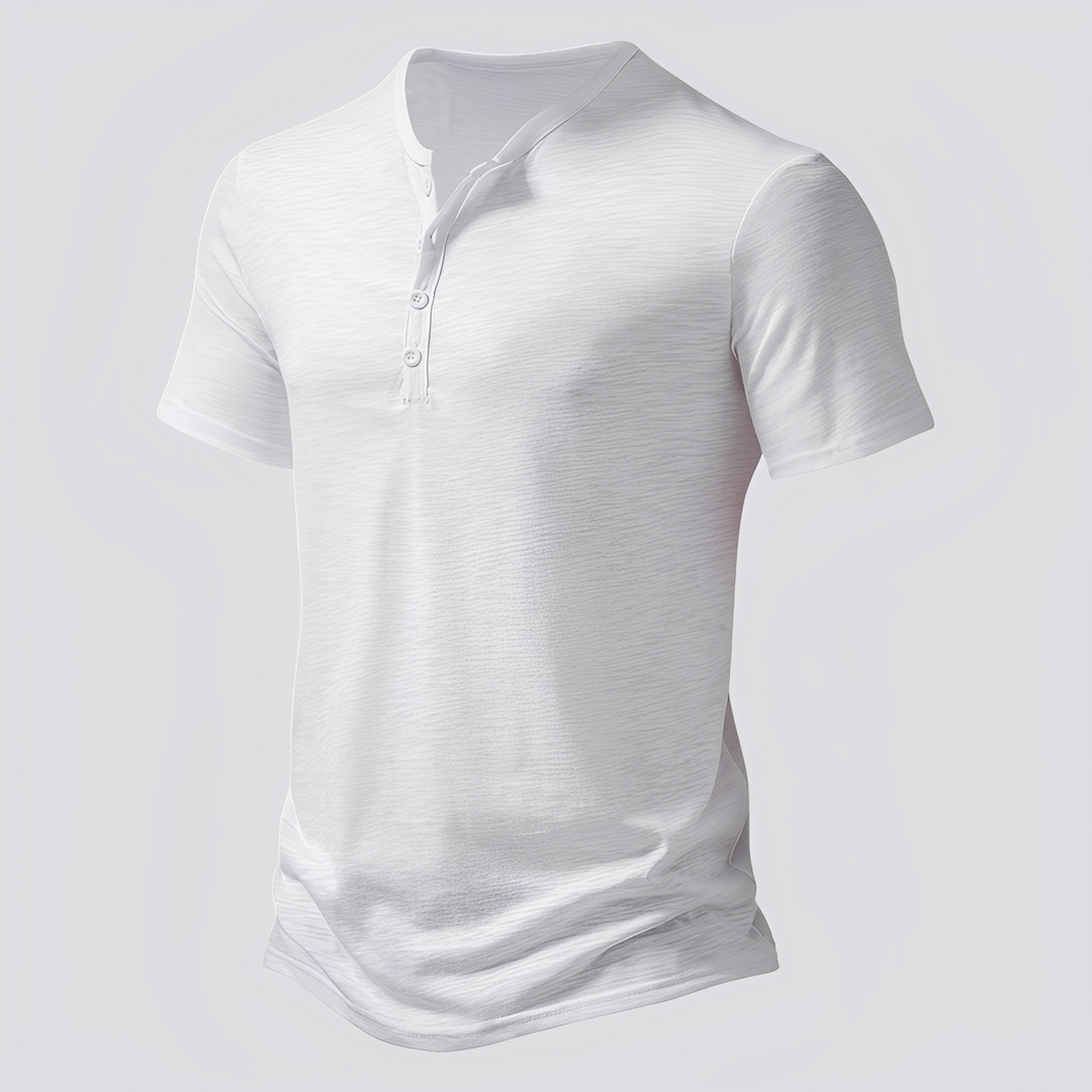 David - Lässiges T-Shirt mit Knöpfen für Herren