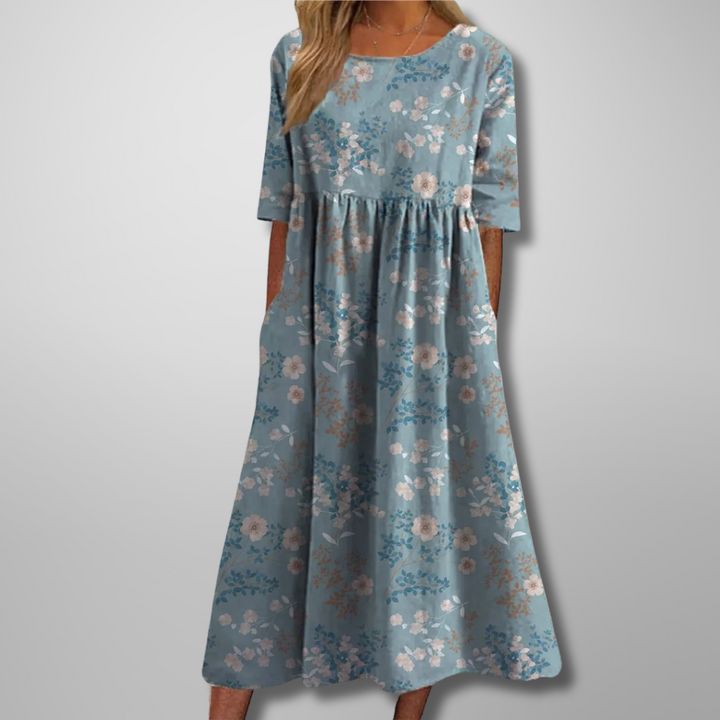 Irina – Women Floral Print Round Neck Dress - Image 5