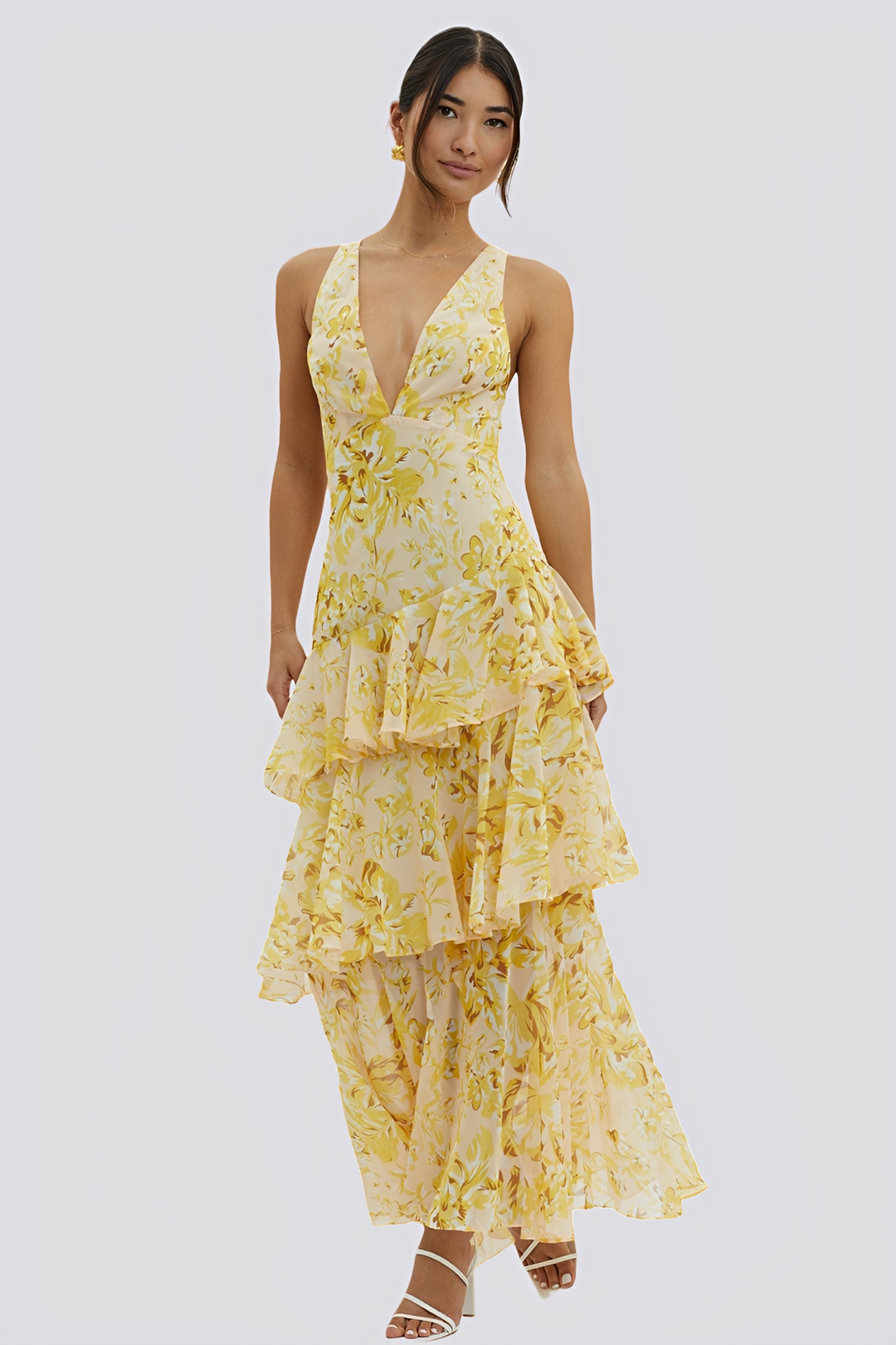 Hazel - Rückenfreies Maxikleid mit Blumenmuster für Damen