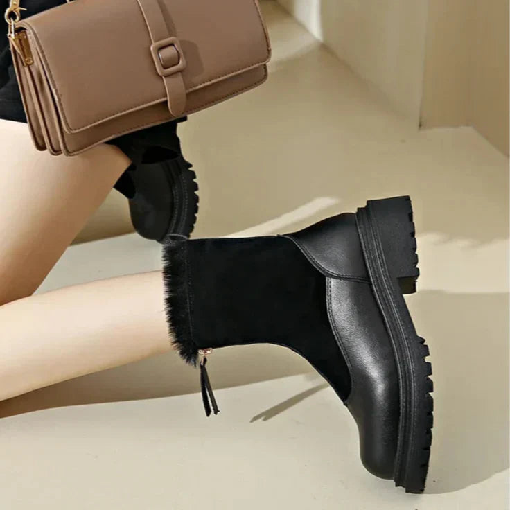 Damen Winterstiefel | Schneeschuhe Profilsohle Mit Frontreißverschluss