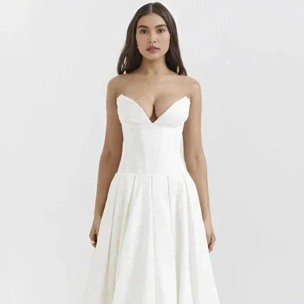Trägerloses Korsett-Midi-Kleid für Damen