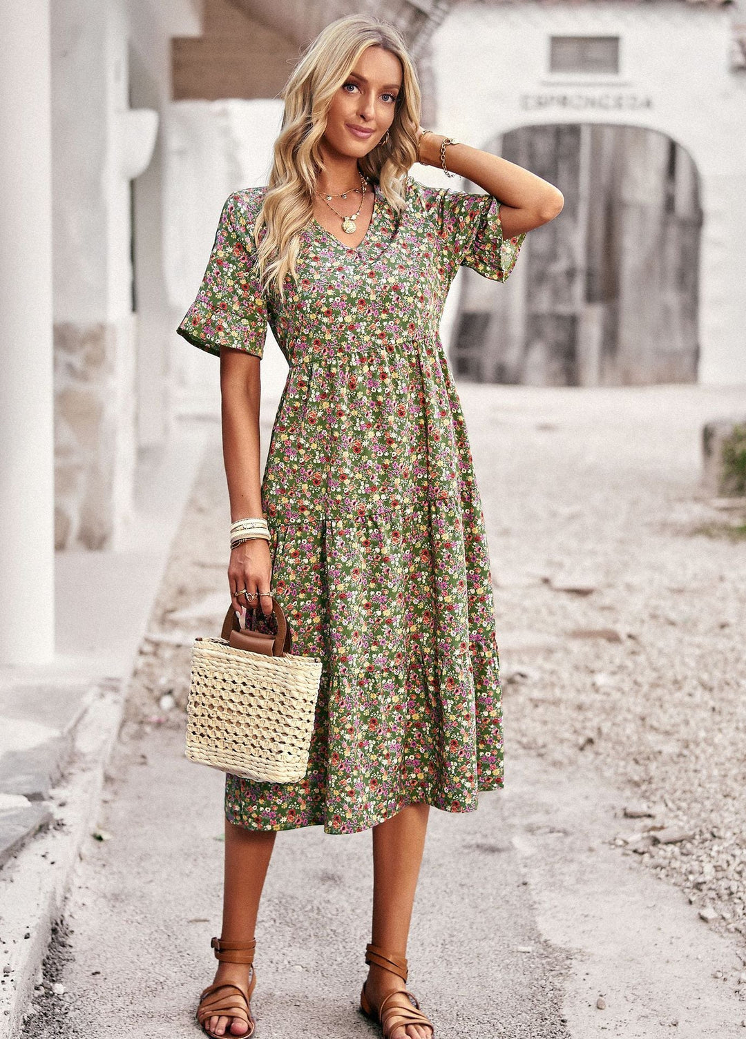 Karly - Bequemes Midikleid mit Blumenmuster für Damen