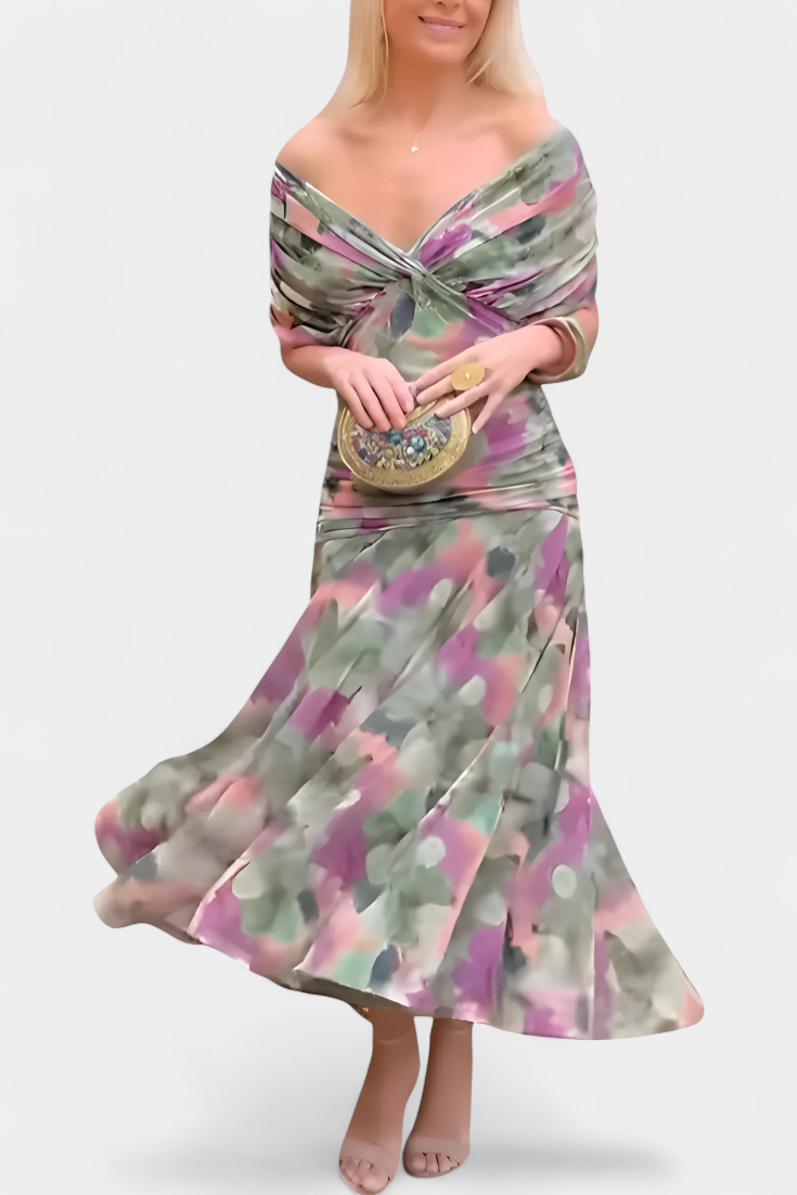 Paula – Elegant Off-Shoulder Draped Dress for Women - Image 21