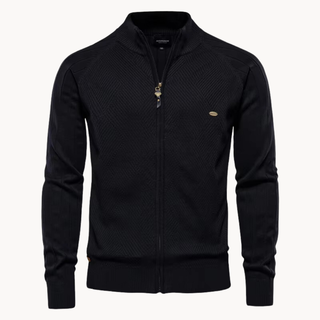 Zip Pullover Jacke | Strukturiertes Design mit Stehkragen