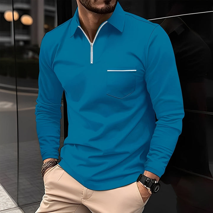 Florent - Langarm-Polo für Herren mit Reißverschluss