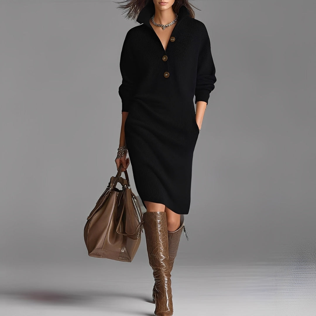 Camryn – Schickes Damen-Kleid mit Knöpfen und Kragen