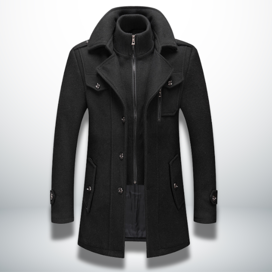 Herren Wintermantel | Winterjacke Hoher Kragen und Knopfleiste