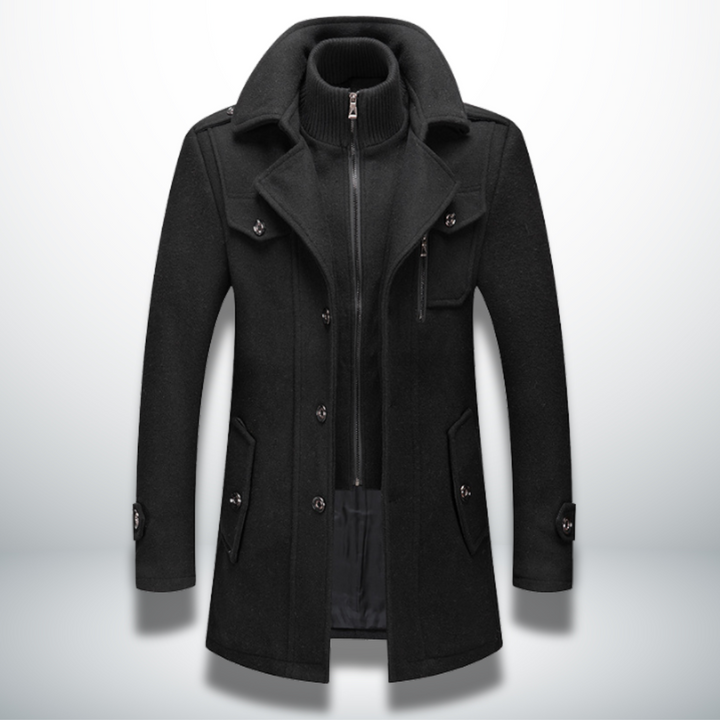 Herren Wintermantel | Winterjacke Hoher Kragen und Knopfleiste