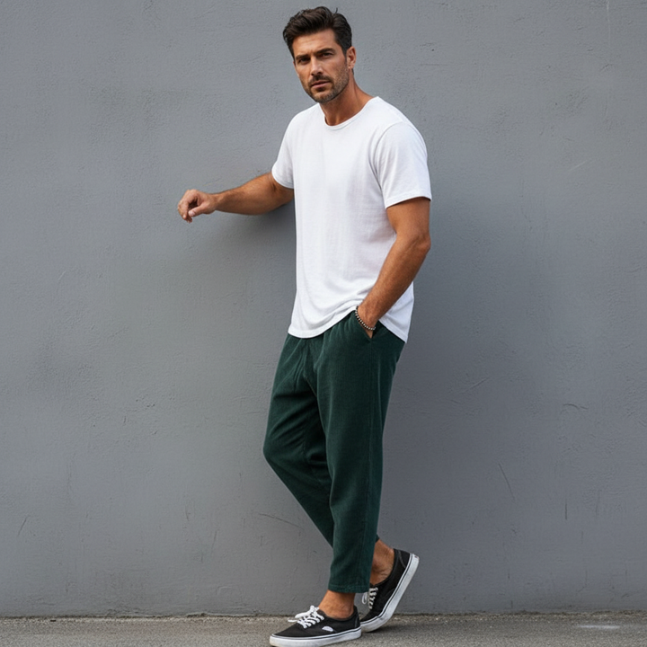 Herrenhose mit Gummibund knöchellang