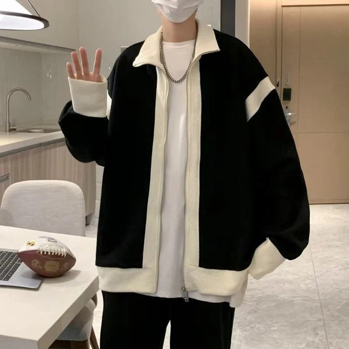 Elias | Herren Pulloverjacke mit Kontrastbesatz und Knopfleiste